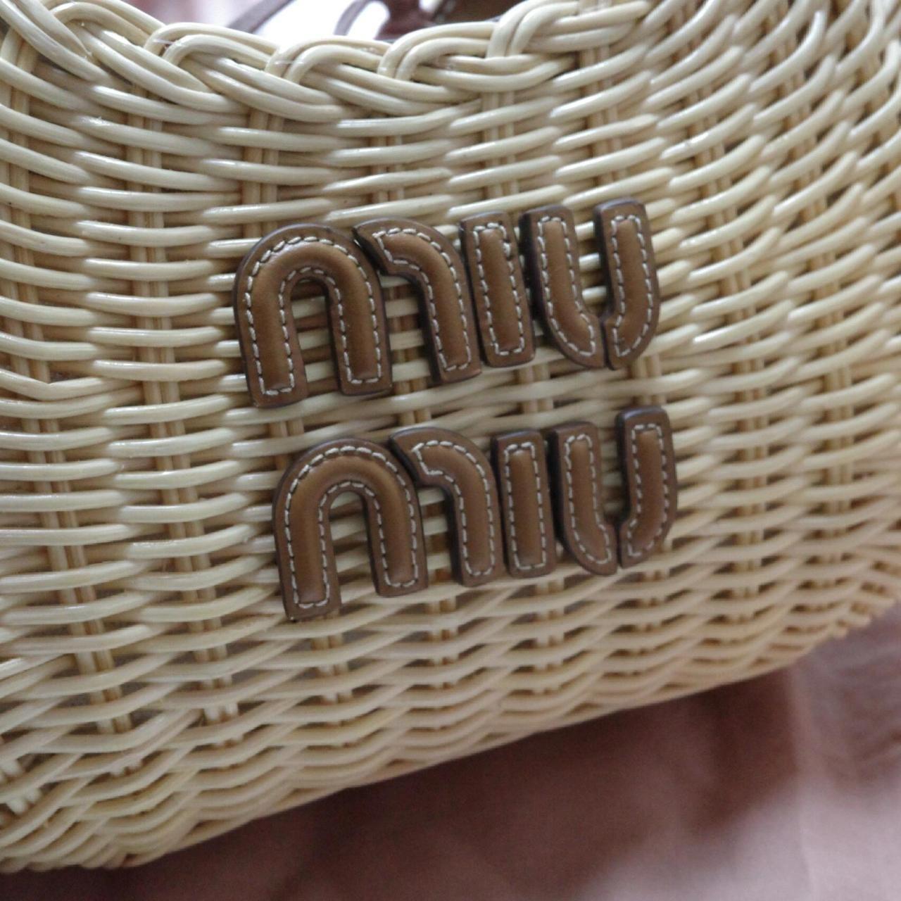 Miu Miu Women's Bag - Tan/Cream – Miu Miu straw b… - image 3