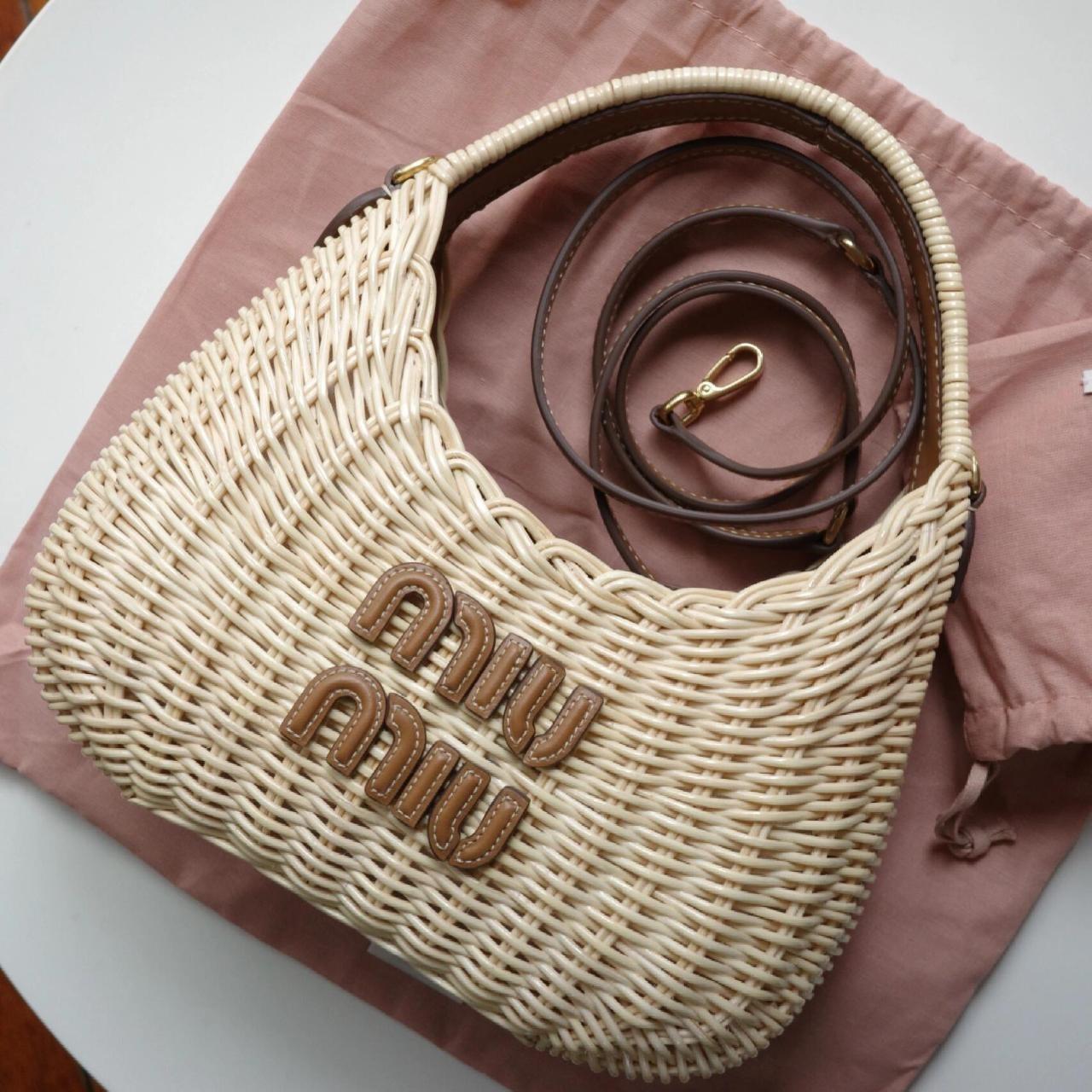 Miu Miu Women's Bag - Tan/Cream – Miu Miu straw b… - image 1