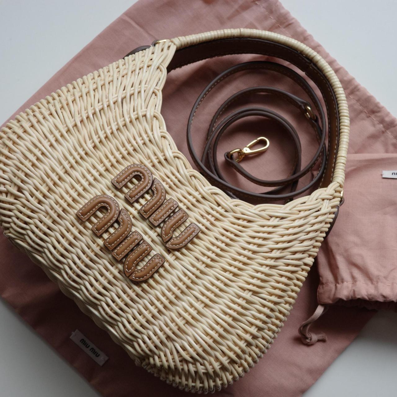 Miu Miu Women's Bag - Tan/Cream – Miu Miu straw b… - image 2