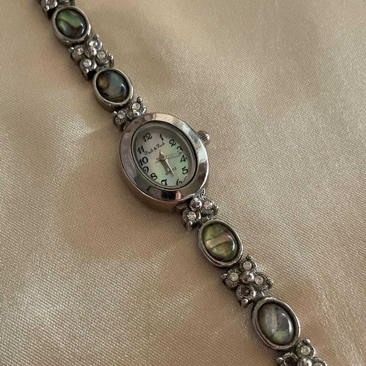 Classy Silver Watch with Abalone Gemstones 🩶 6.5 -... - Depop