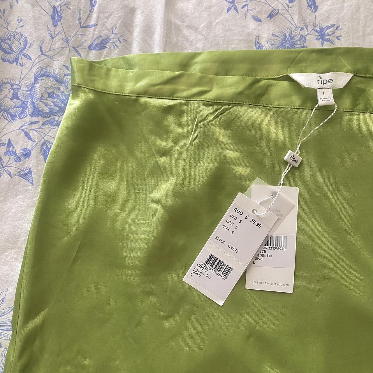 lime green satin skirt. 🌿 -brand: Ripe maternity... - Depop