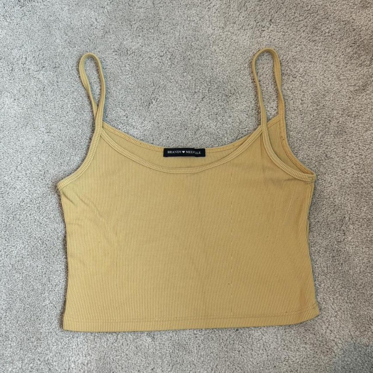 brandy melville yellow cropped tank top one... Depop