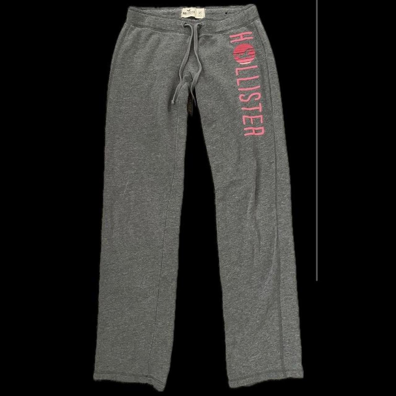 Hollister gray sweat pants with pink Hollister - Depop