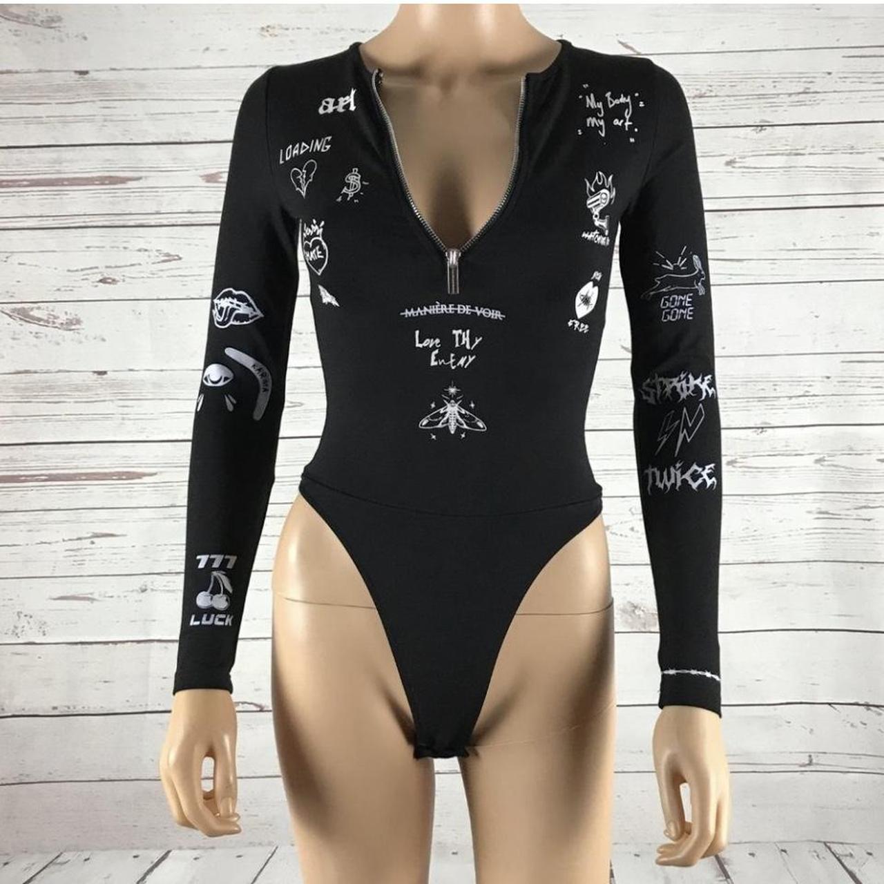 Graffiti Bodysuit Mani Re De Voir Long Sleeve Depop