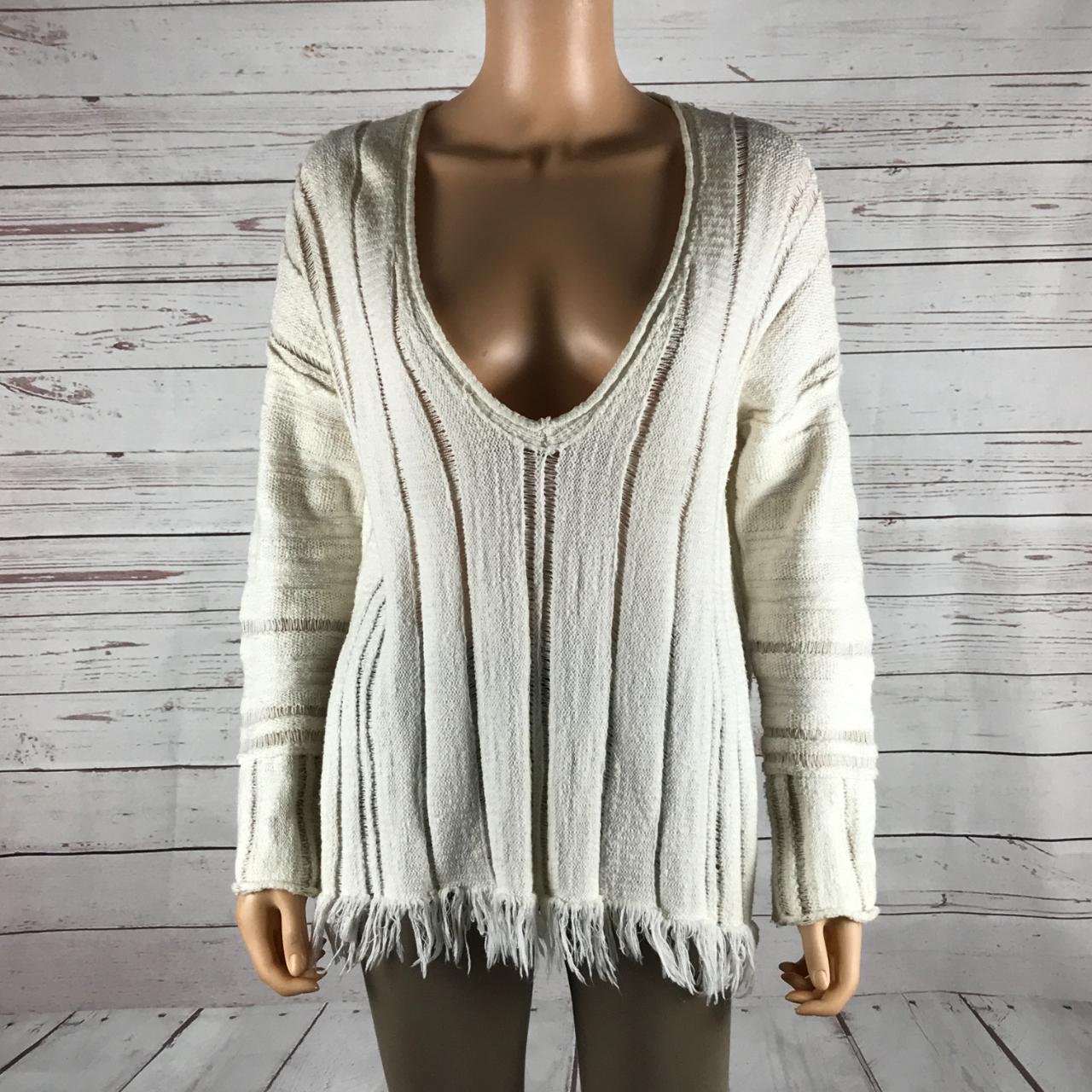 Boho Sweater From FREE PEOPLE off white Boho Fringe Depop