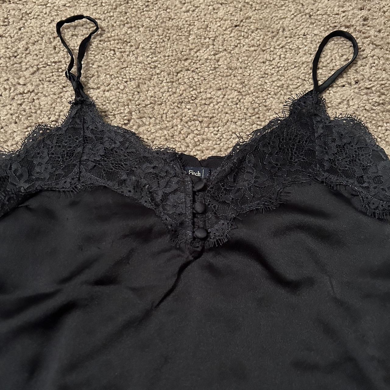 Black silk Abercrombie and fitch tank Lace detail... - Depop