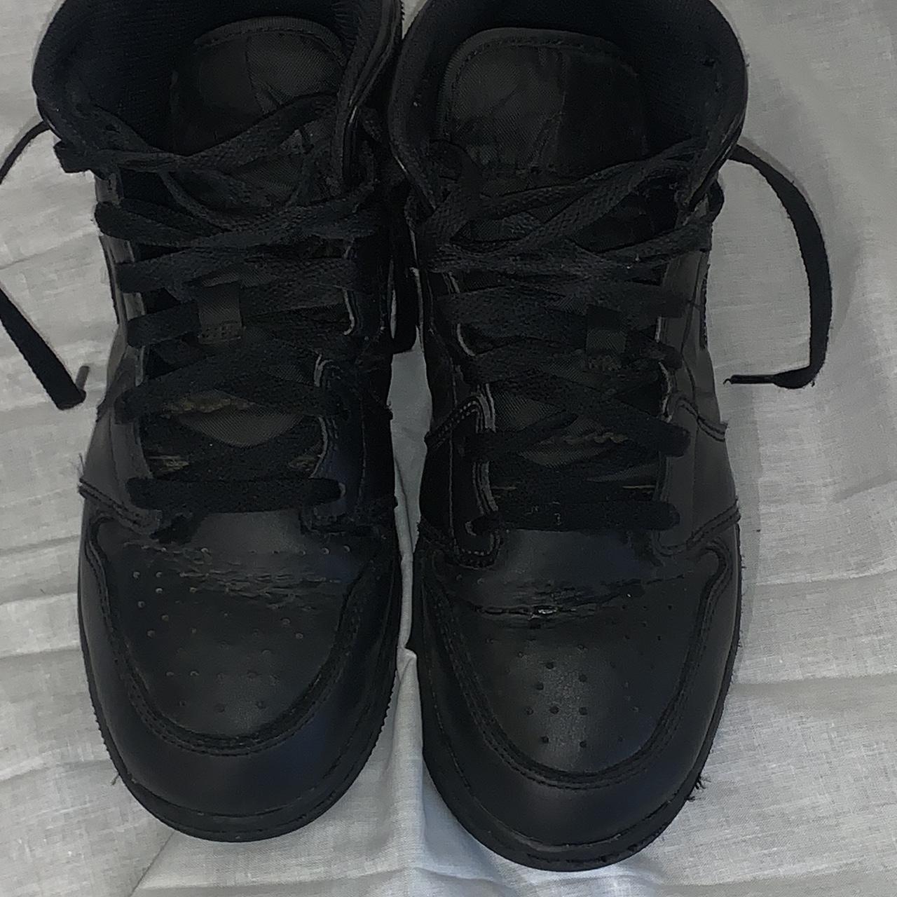 jordan 1 plain black mids,women uk size 6,slight... - Depop