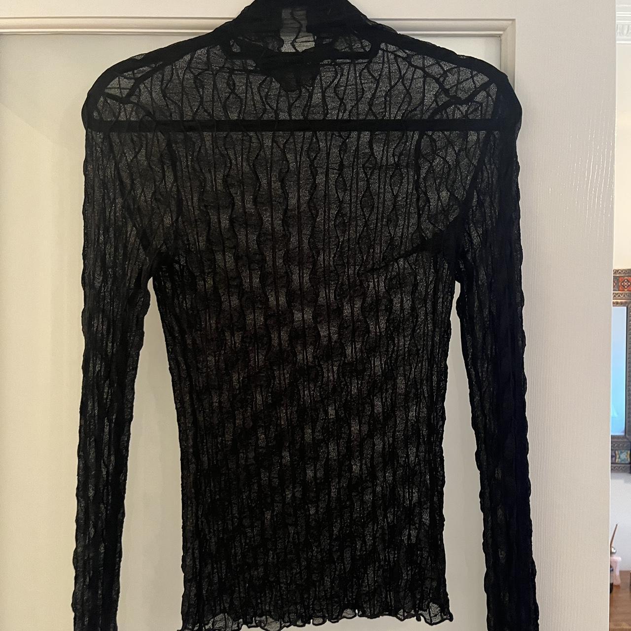 Sheer black top mock neck - Depop