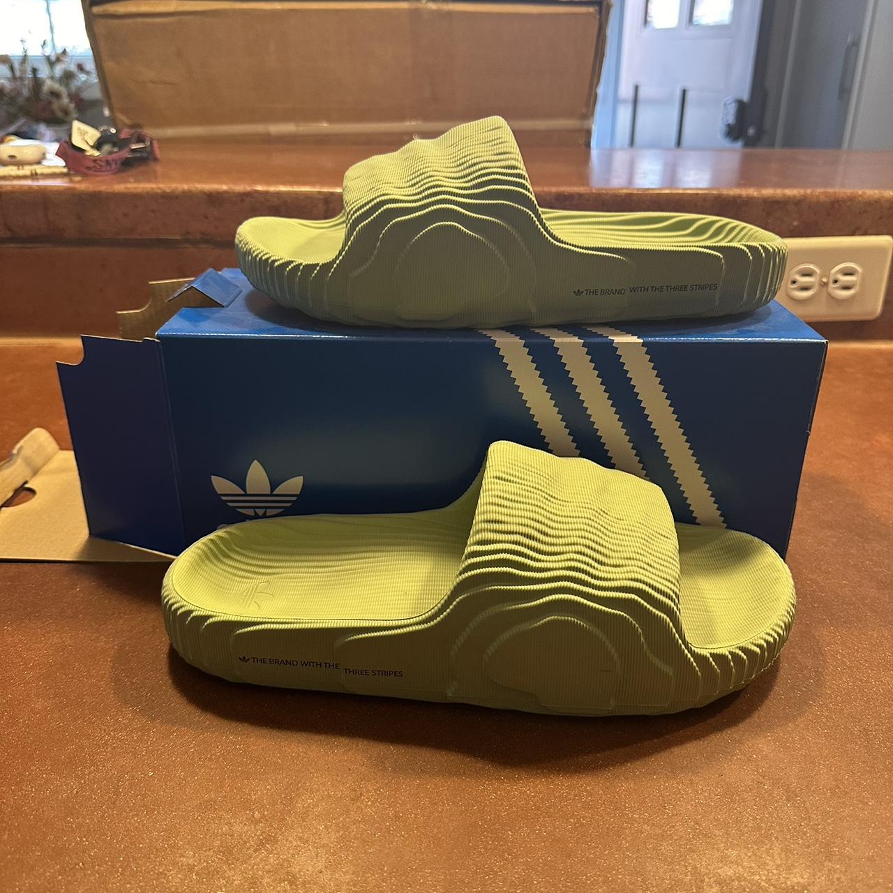 Adidas Adilette Slides in Green. In like new... - Depop