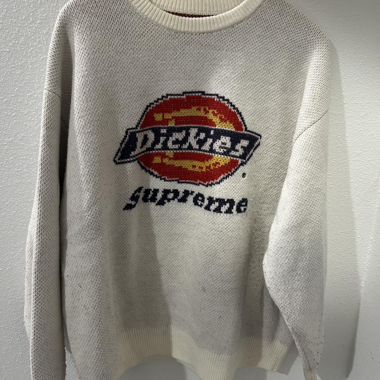White supreme-knit-sweater - Depop White supreme-knit-sweater - Depop