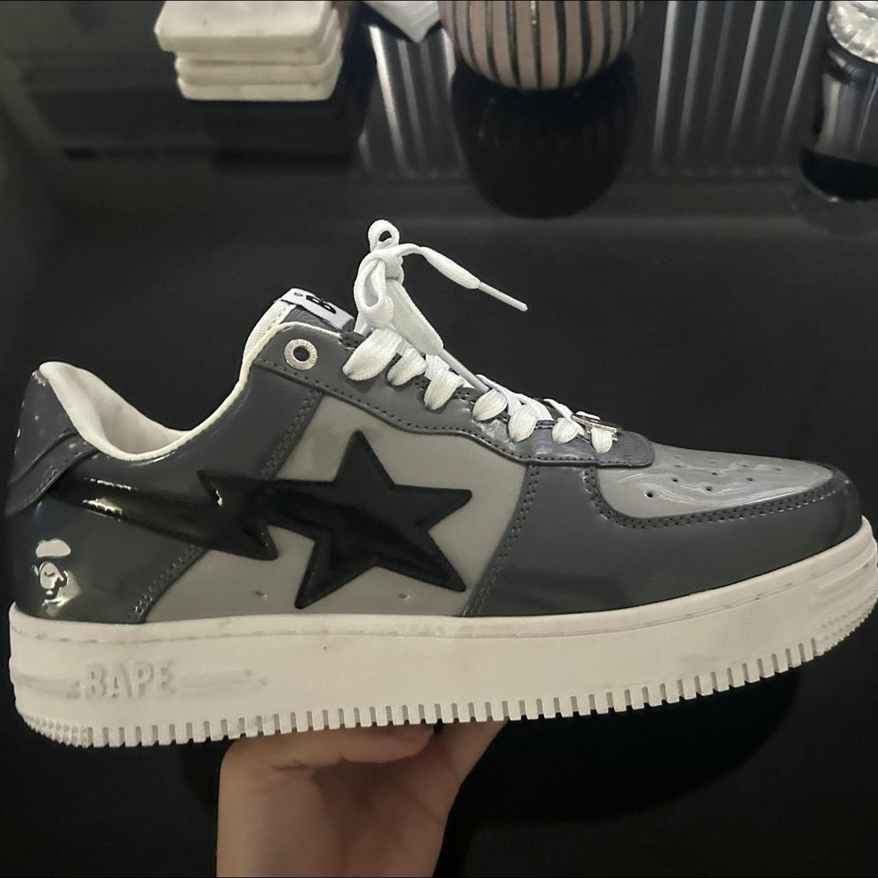 Grey black bape star sneakers - Depop