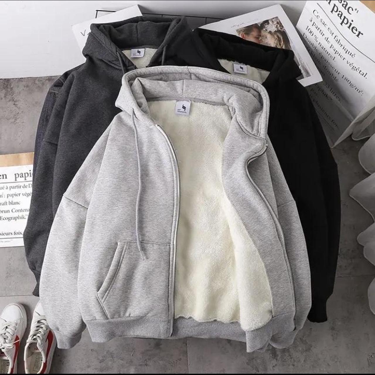 fleece lined zip up hoodie to keep you warm during... - Depop