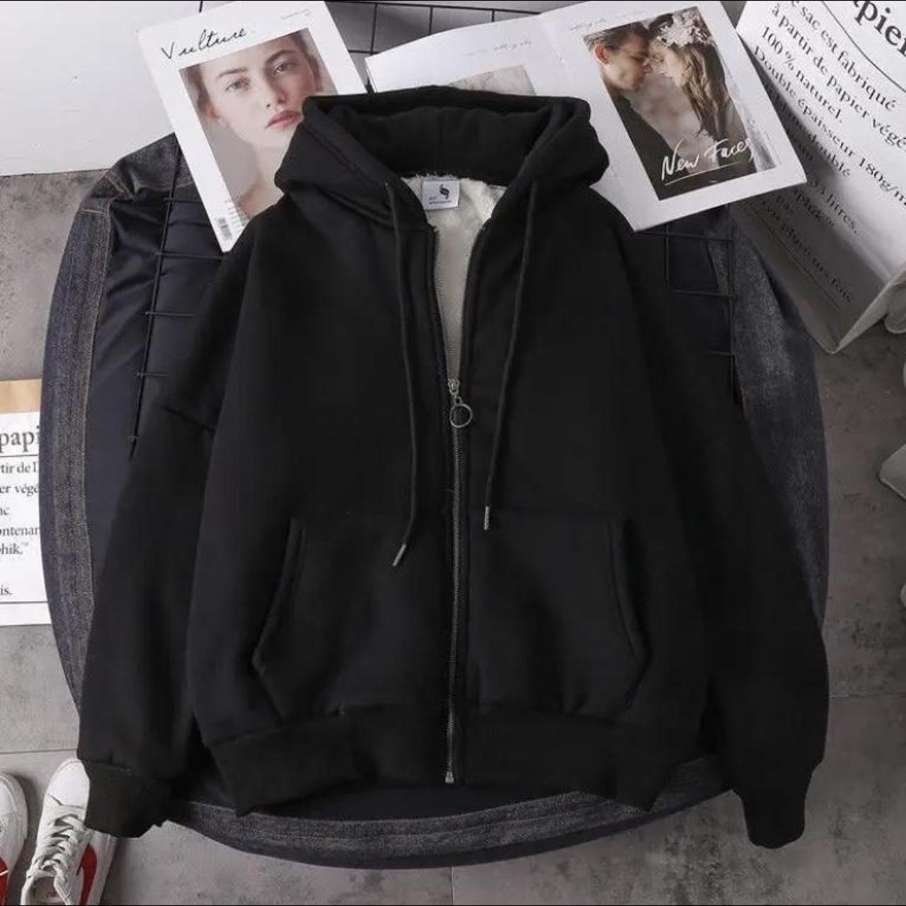fleece lined zip up hoodie to keep you warm during... - Depop