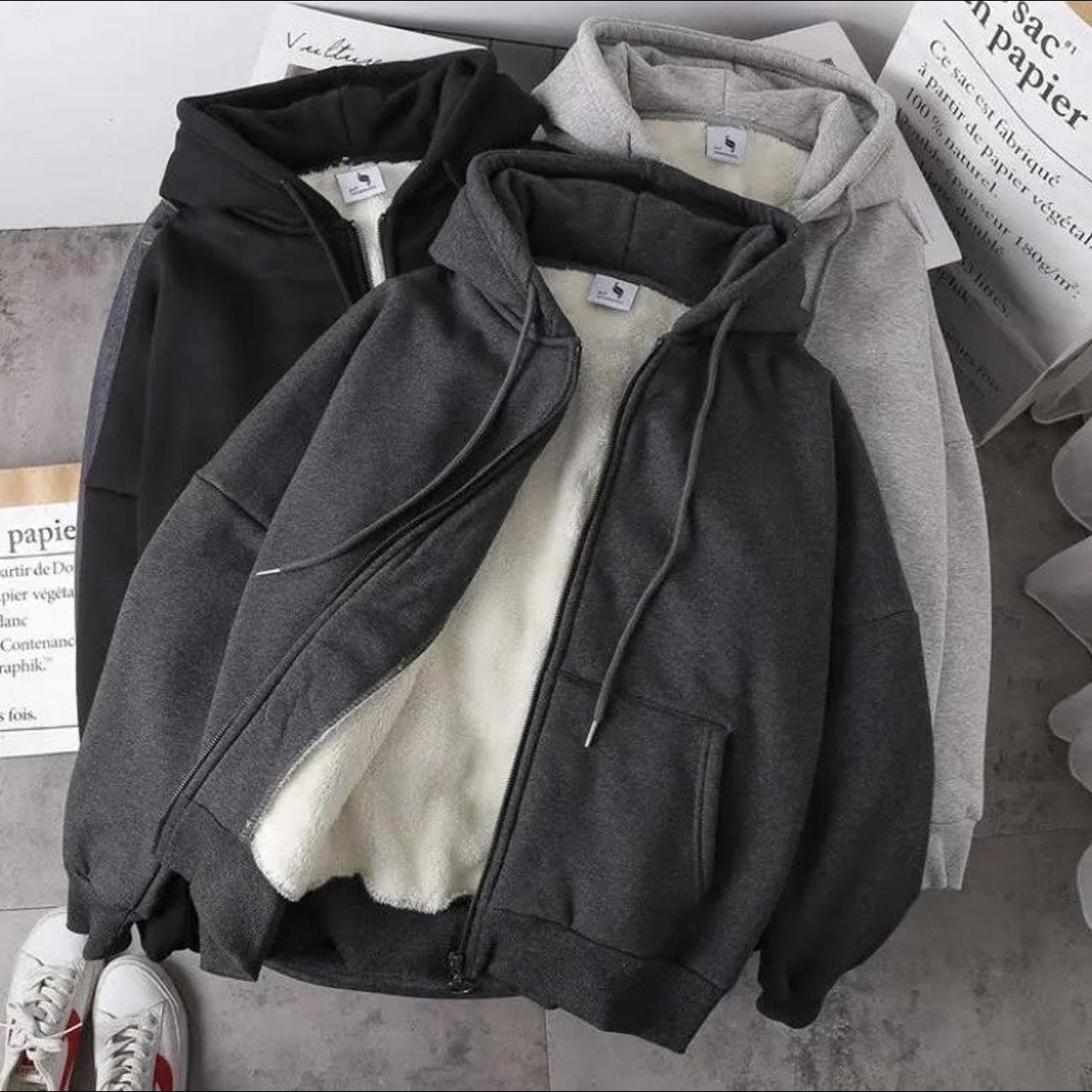 fleece lined zip up hoodie to keep you warm during... - Depop