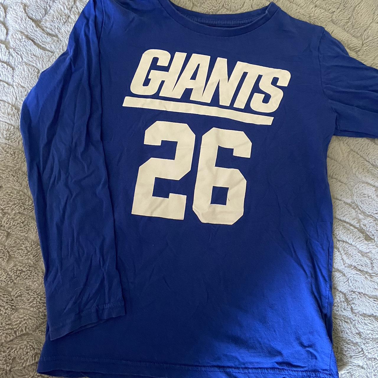 Blue NFL NY Giants Long Sleeve Shirt Size: Large - Depop