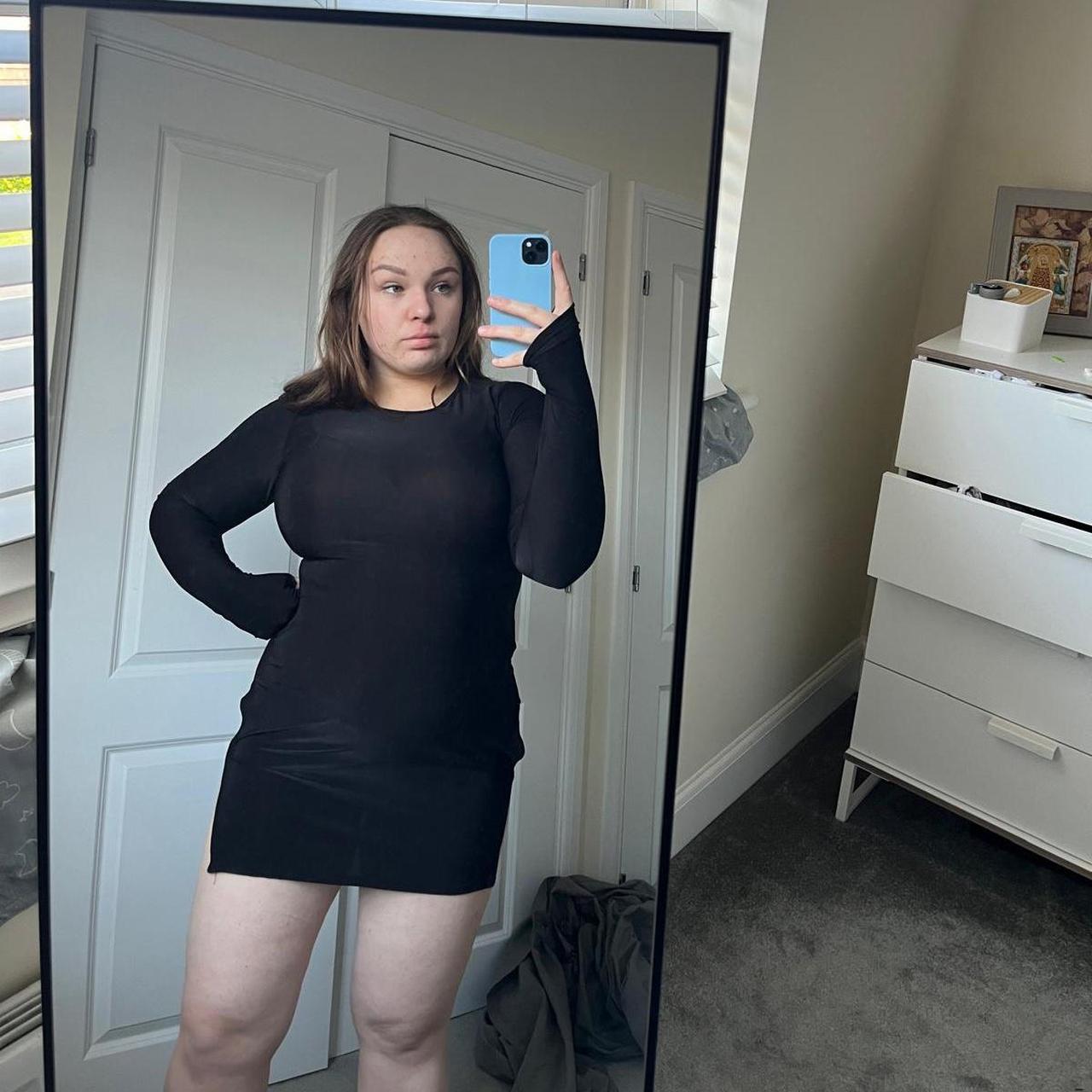 Pretty little thing slinky black mini dress with... Depop