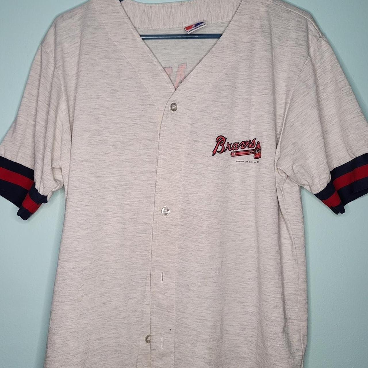 Vintage 90s Atlanta Braves shirt Size medium Good - Depop