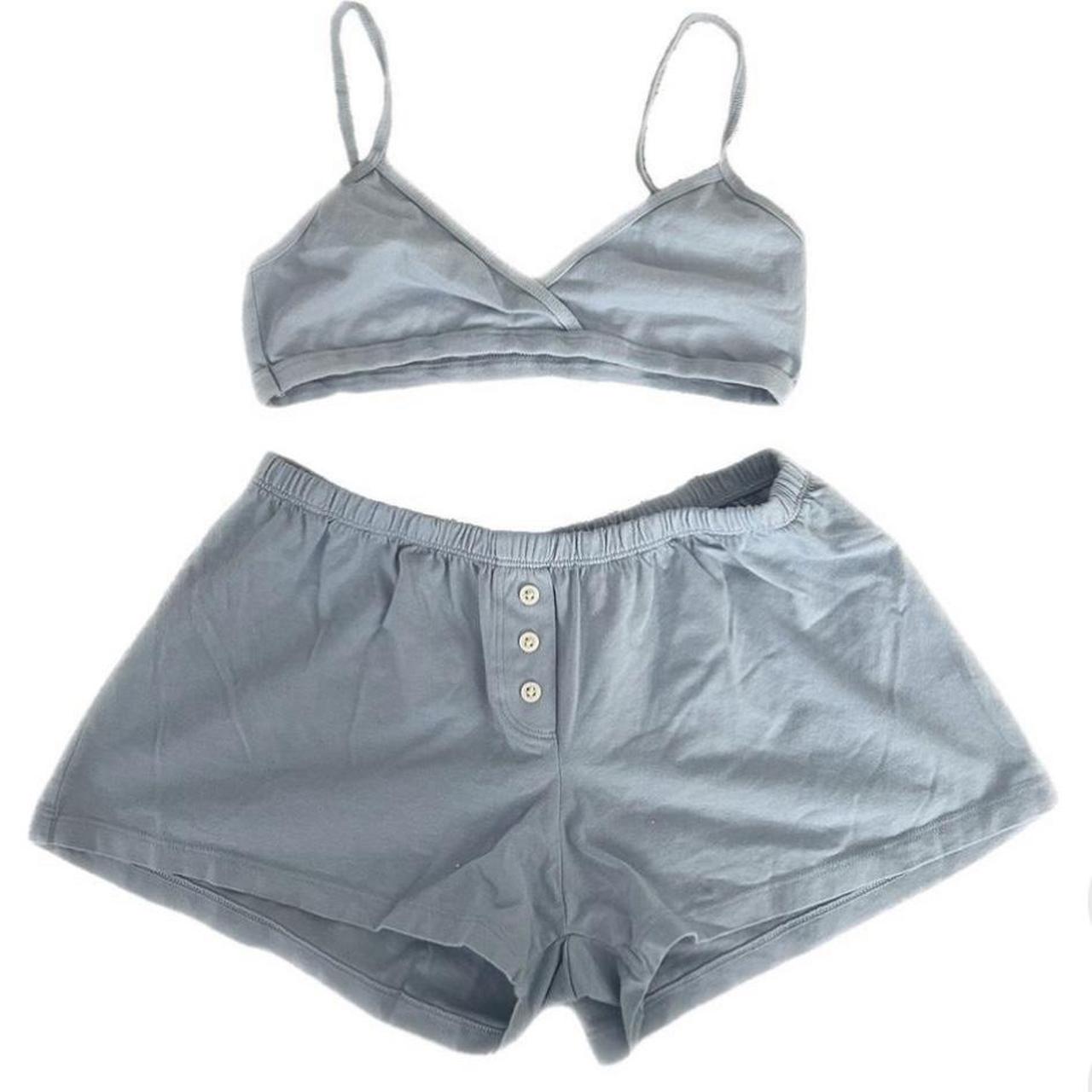 Brandy melville pyjama set. baby blue bra and... Depop
