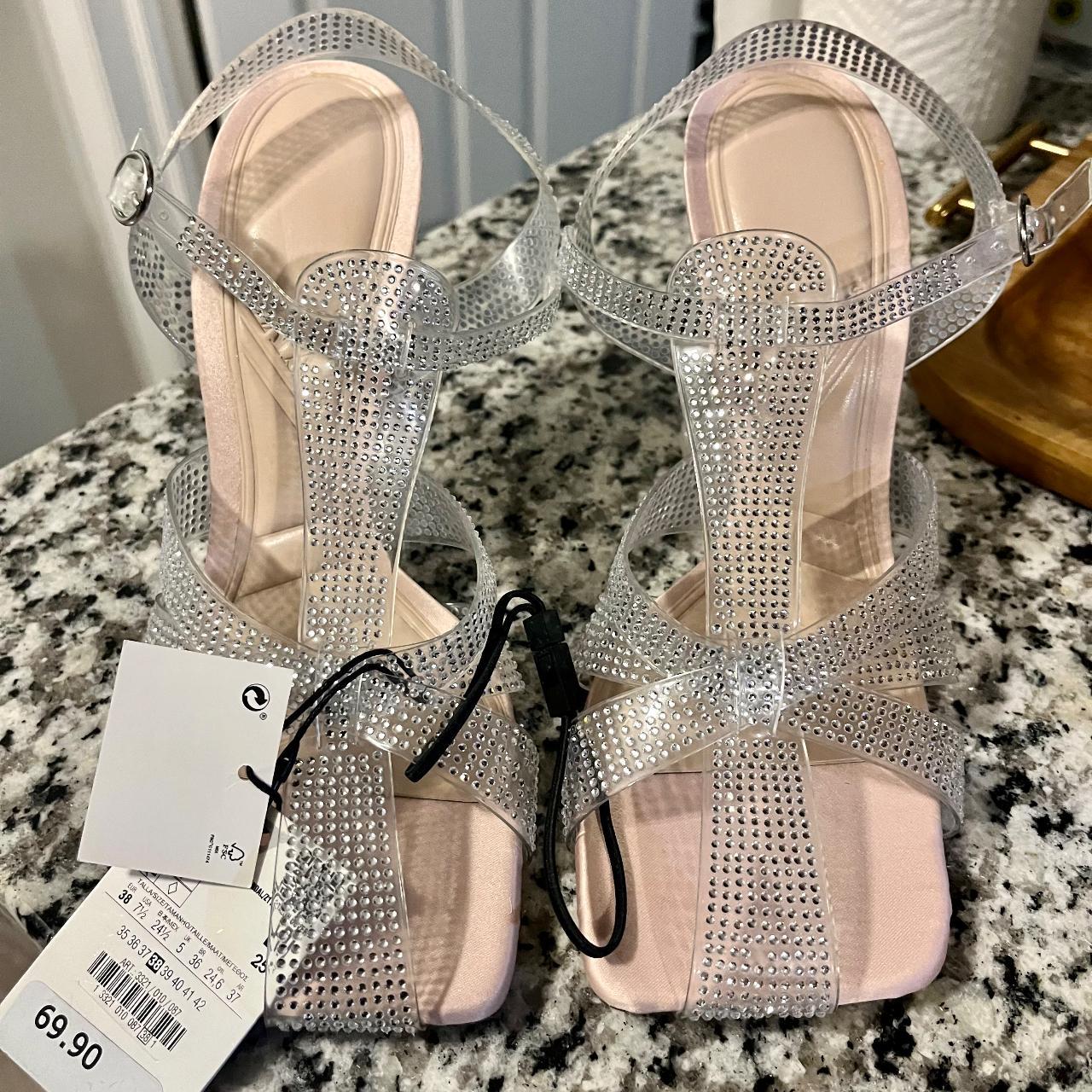 NWT Women's Zara White cheapest Strappy Heels; Size: 38