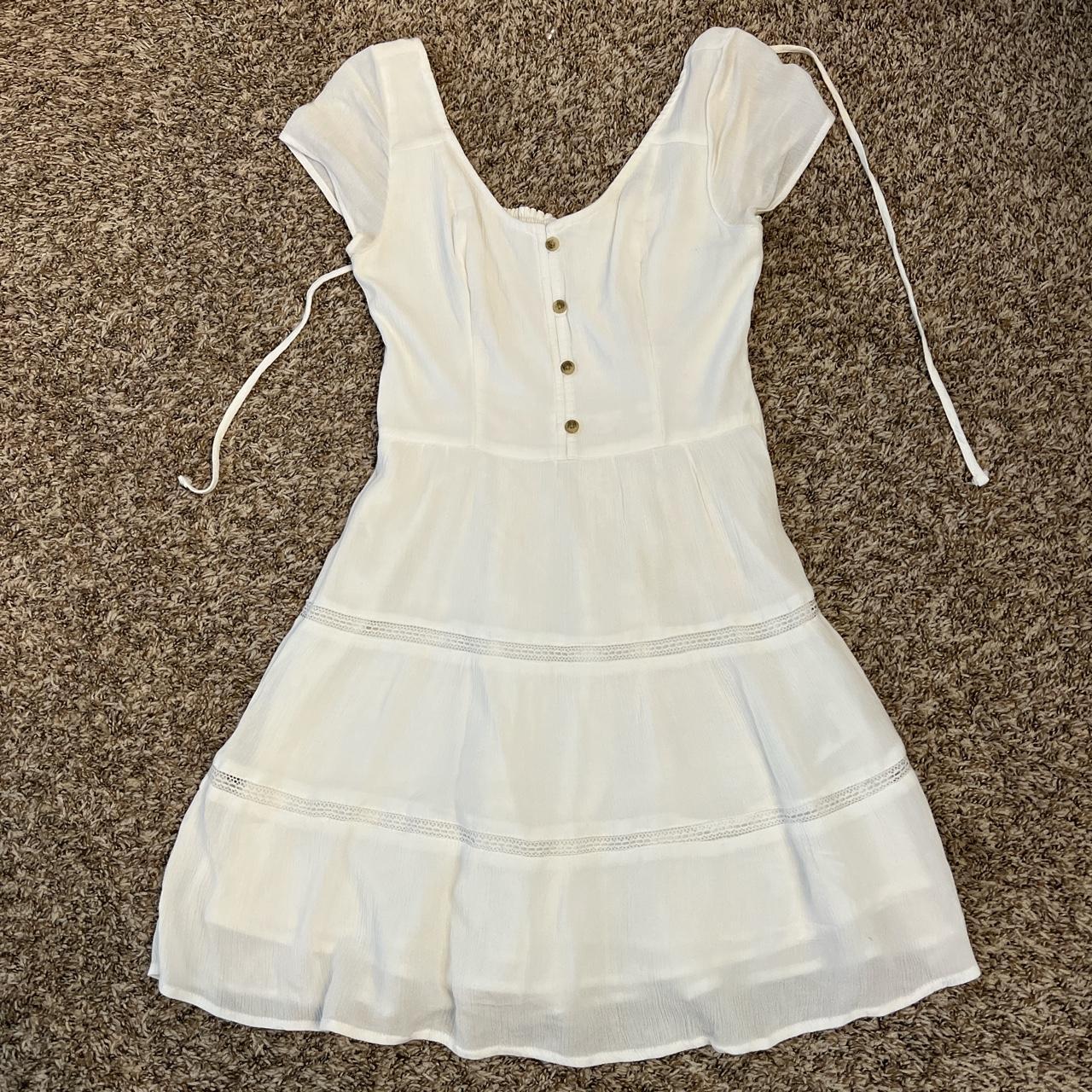 Hollister white cottage core dress size xs, fits... - Depop