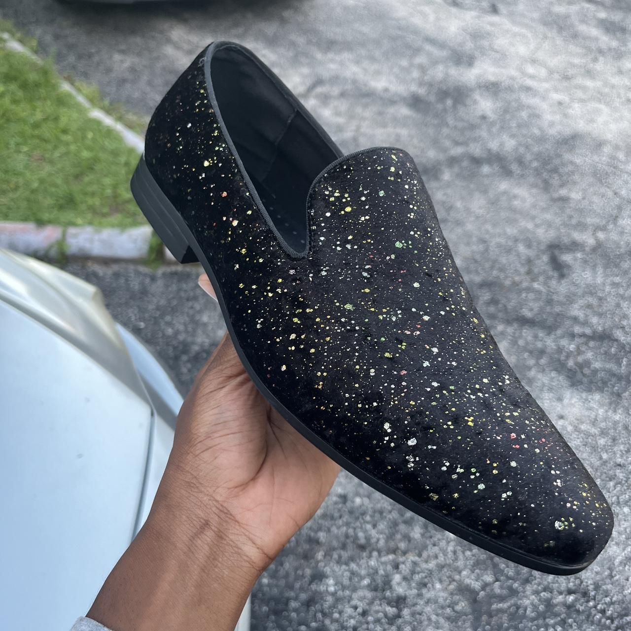 Mens black on sale glitter dress shoes