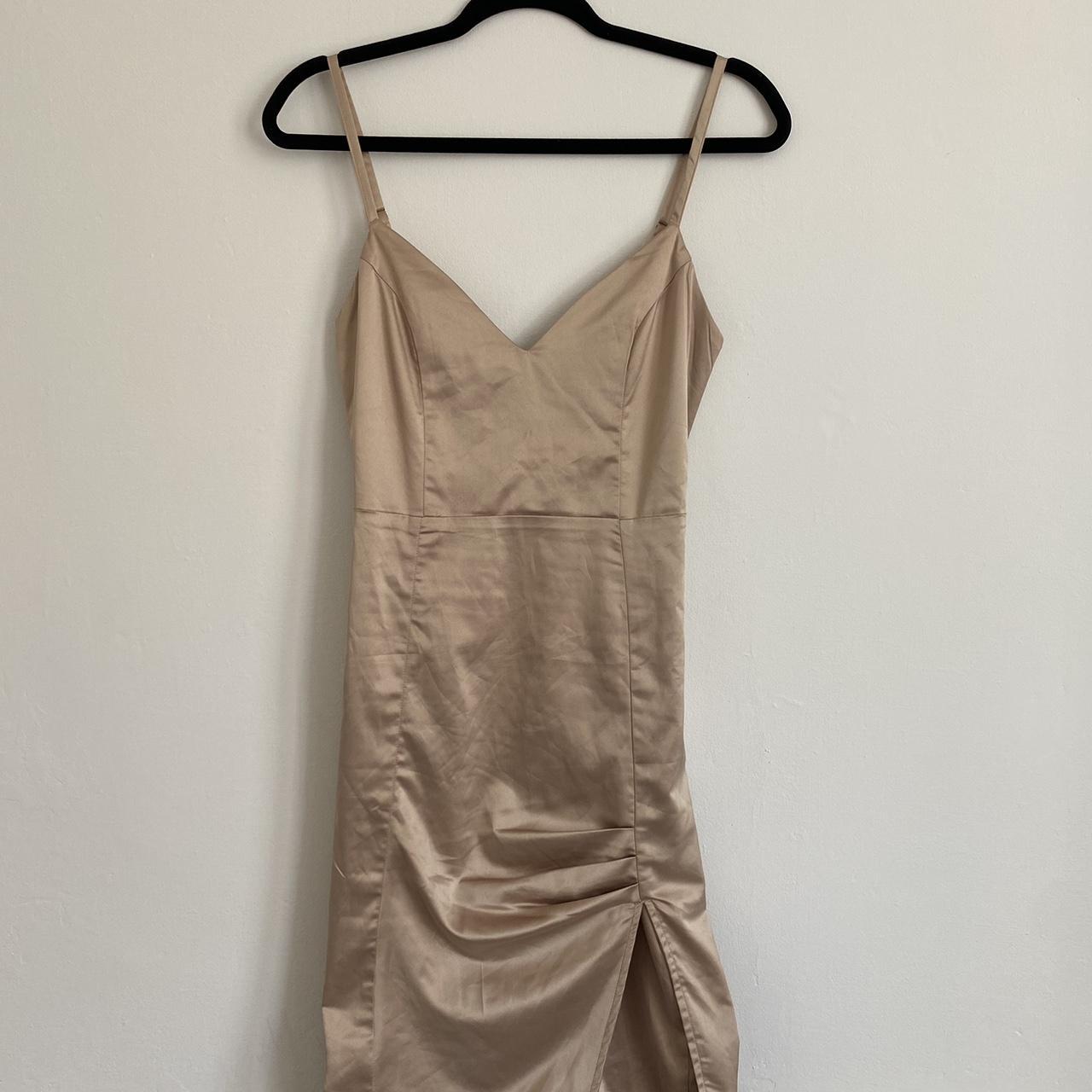 Oh Polly high split gold midi dress. Good condition,... - Depop