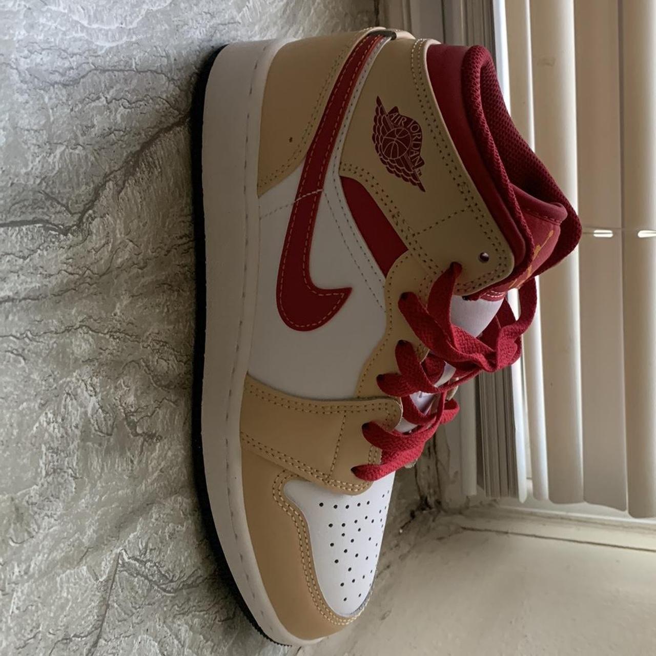 Red and hot sale tan jordans