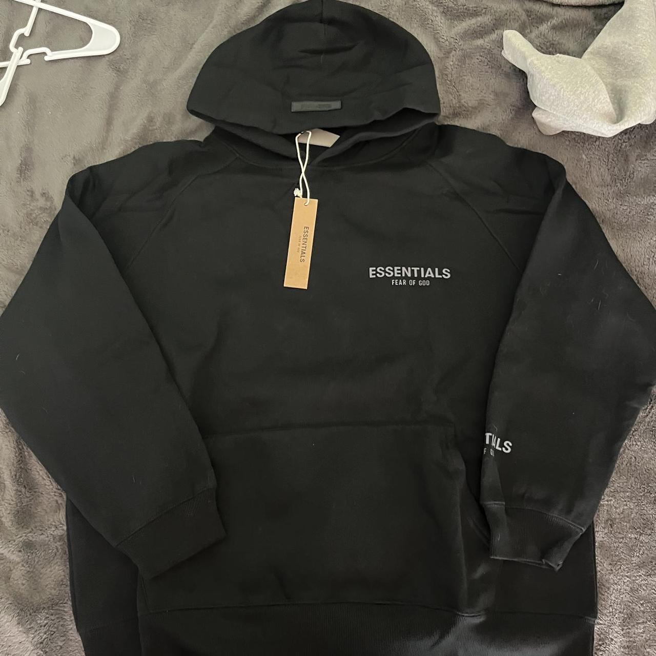 Essentials hoodie Fear of god Black Brand new Sizes... - Depop