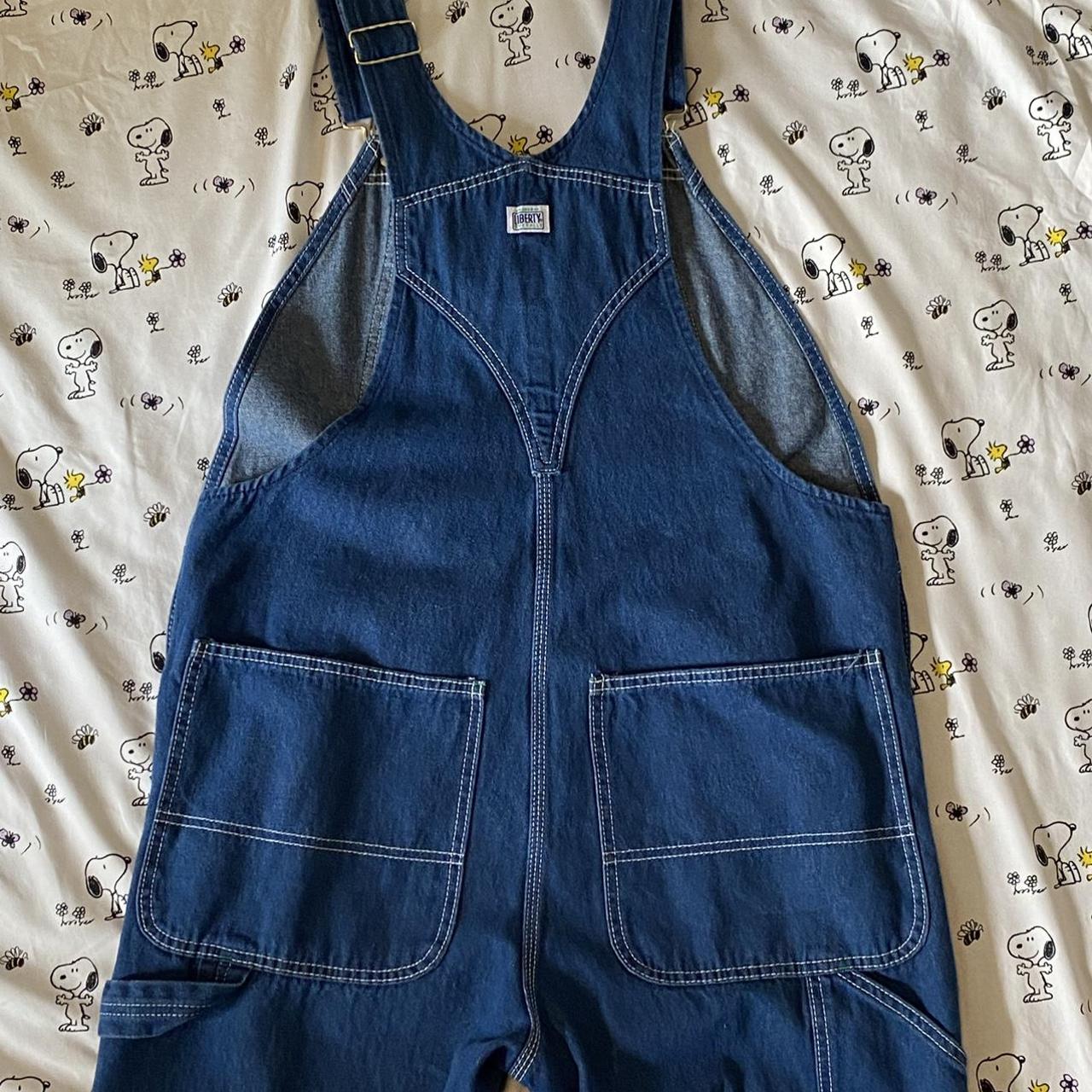 Liberty stonewashed denim bib overalls. Bib pocket... - Depop