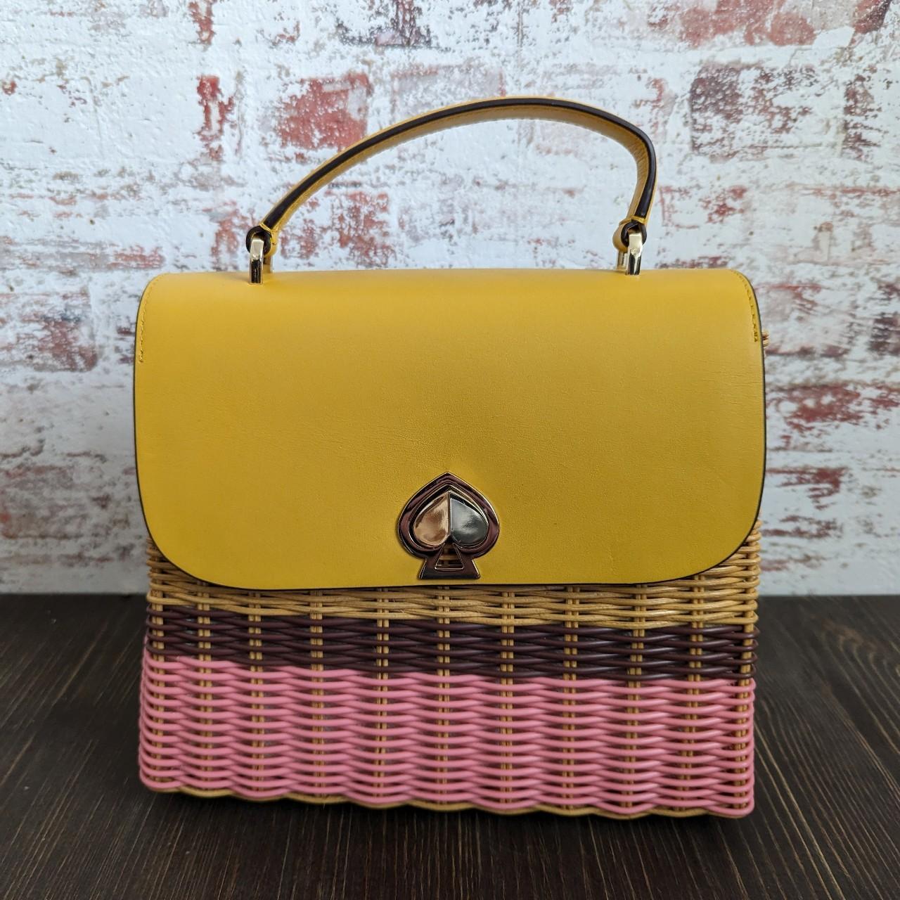 Kate Spade Romy Wicker Medium Top Handle Bag Golden... Depop