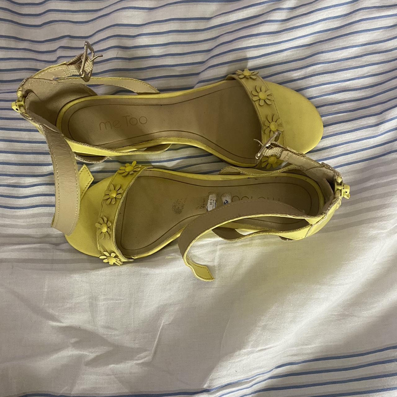 Yellow wedged kitten heels with zipper and mini... - Depop