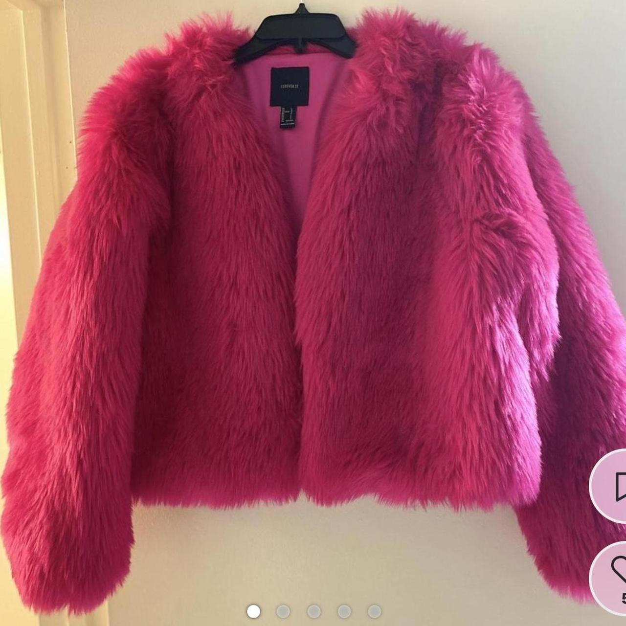 Forever 21 pink fur coat! So cute and soft! Very... Depop