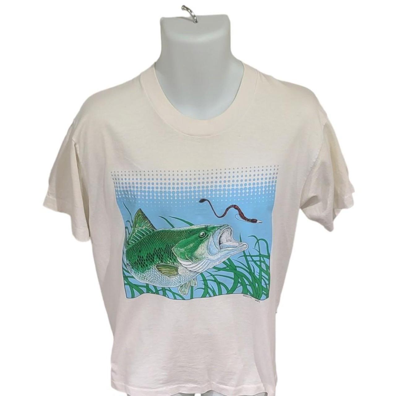 Screen Stars Vintage Single Stitch T-Shirt with Fish... - Depop