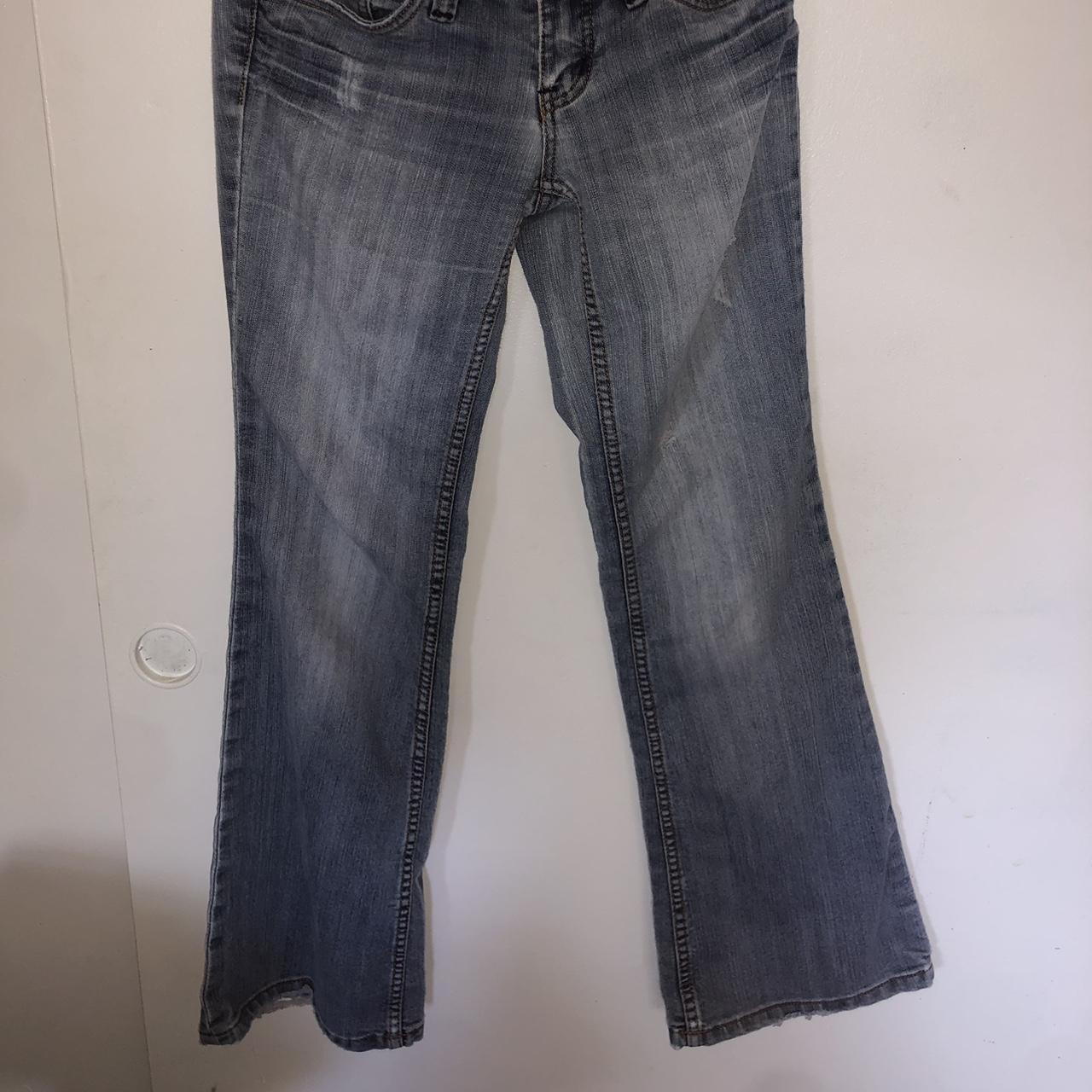 low rise light wash jeans 37 in long, waist 24... - Depop