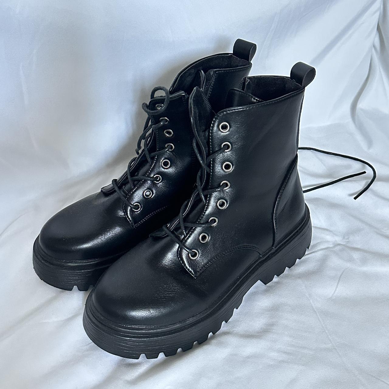 shein combat boots -never worn -velvet inside no box - Depop