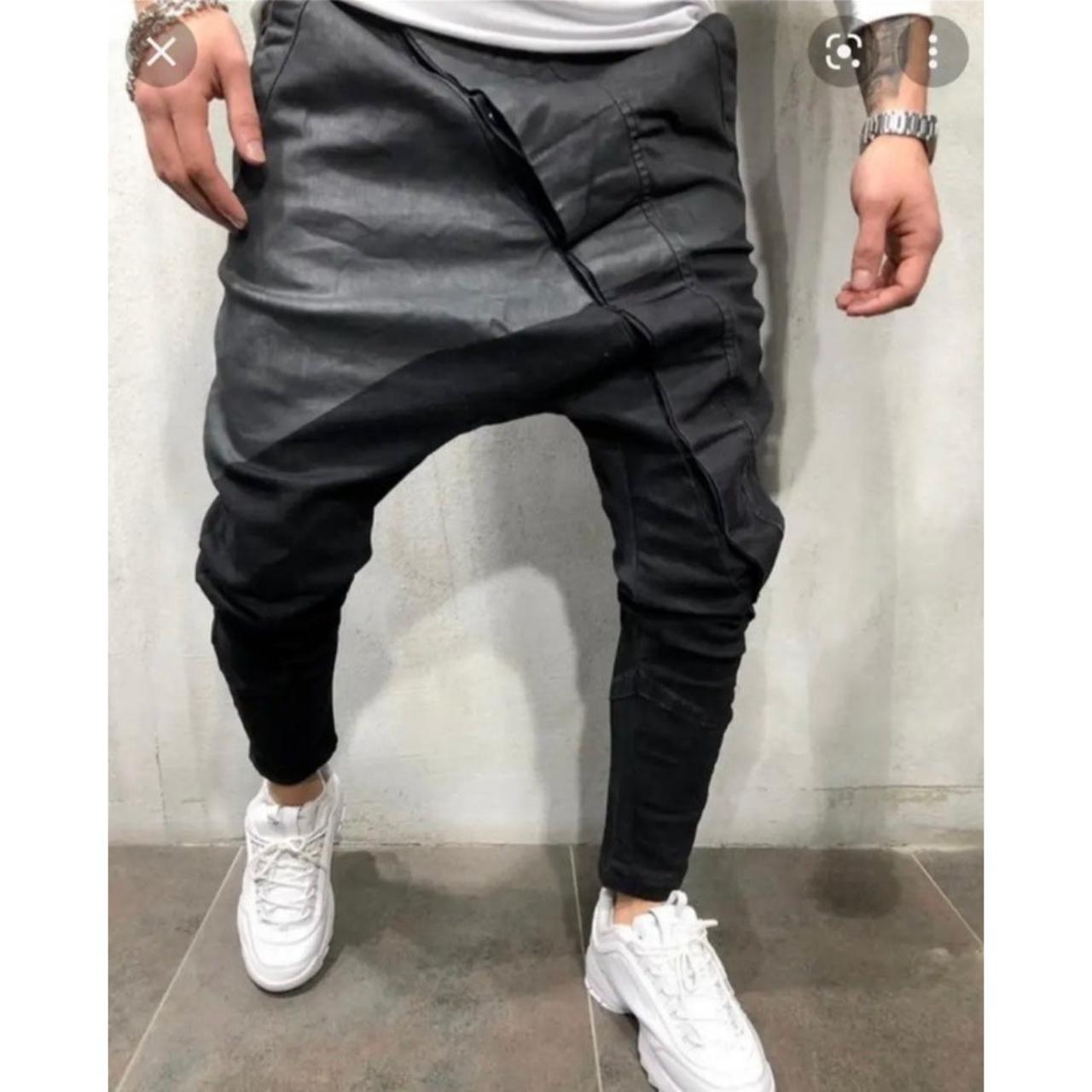 BRAND NEW MENS DROP CROTCH BLACK PANTS JEANS