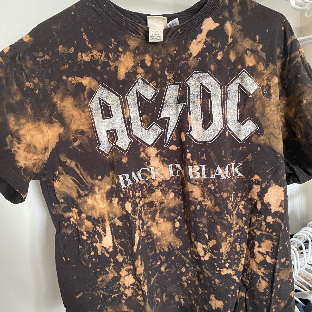 H&M Medium AC/DC Brown/Bleach Tie Die T-Shirt