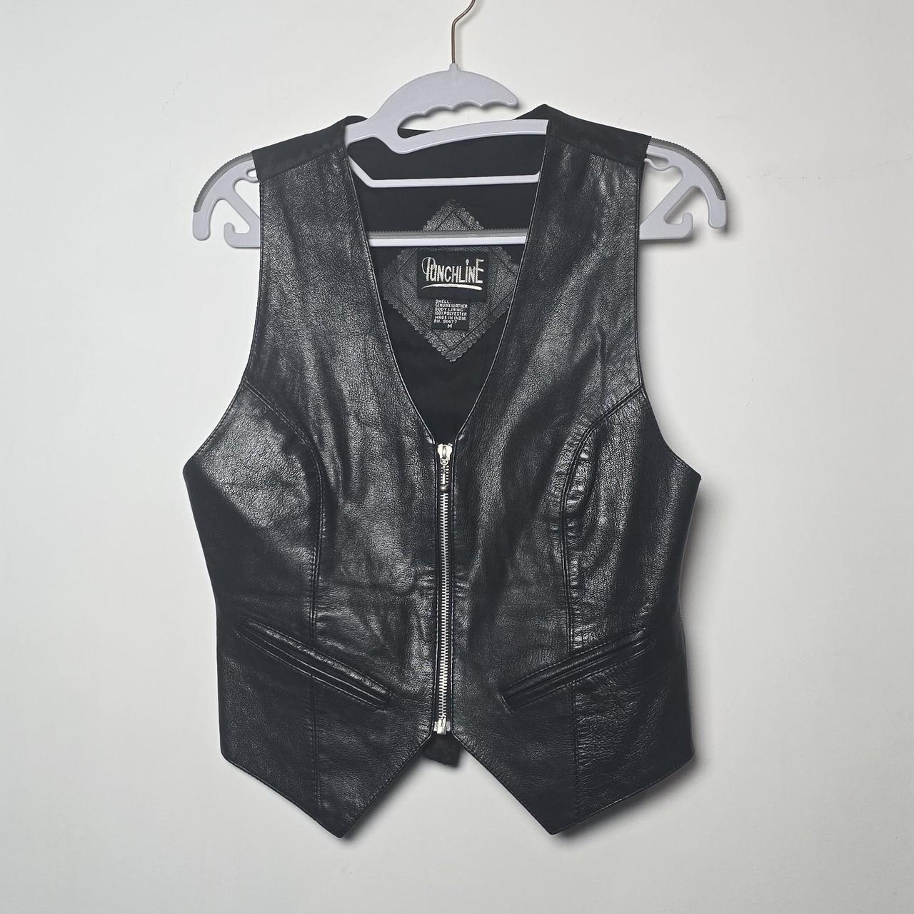 90’s Vintage discount Black Leather Vest / Size M