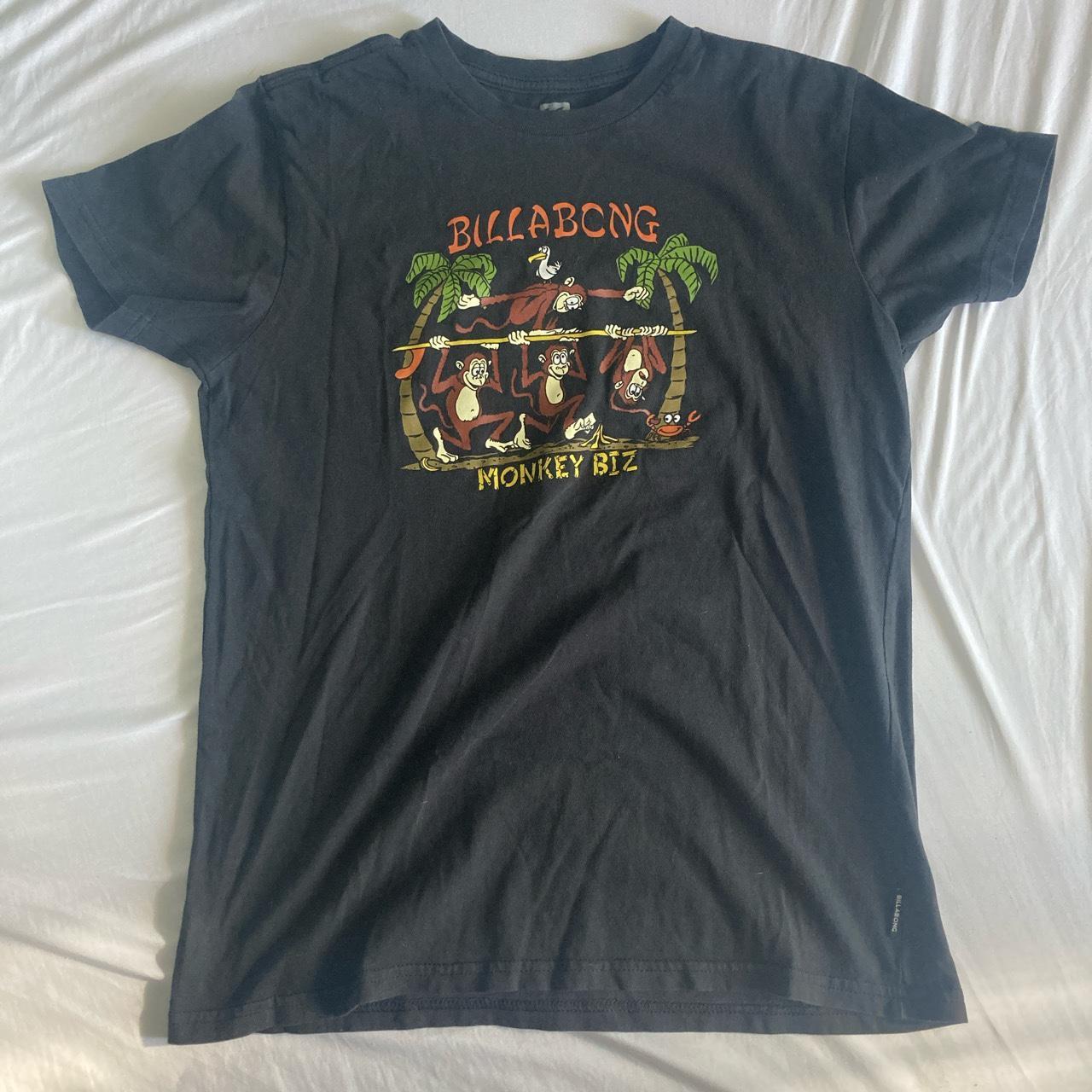 Billabong “monkey biz” graphic tee labeled boys large - Depop