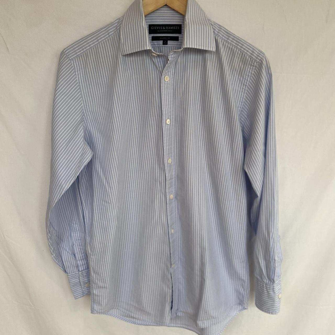 Men's White and Blue Shirt | Depop