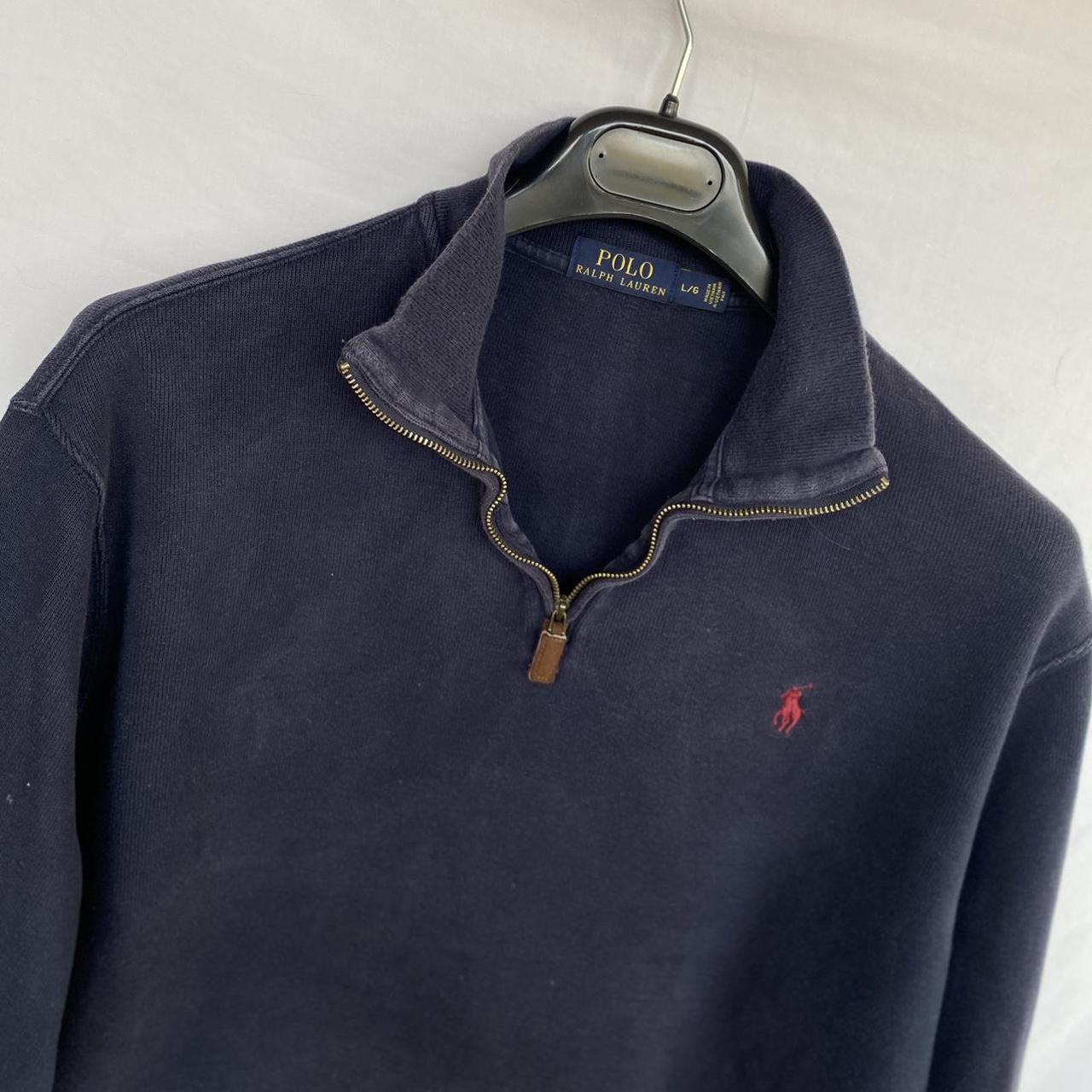 Ralph Lauren Men's Red and Navy Jumper | Depop