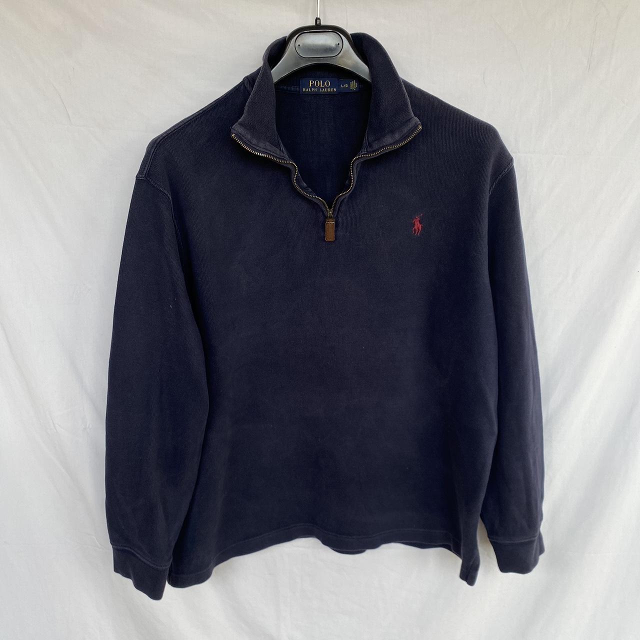 Ralph Lauren Men's Red and Navy Jumper | Depop