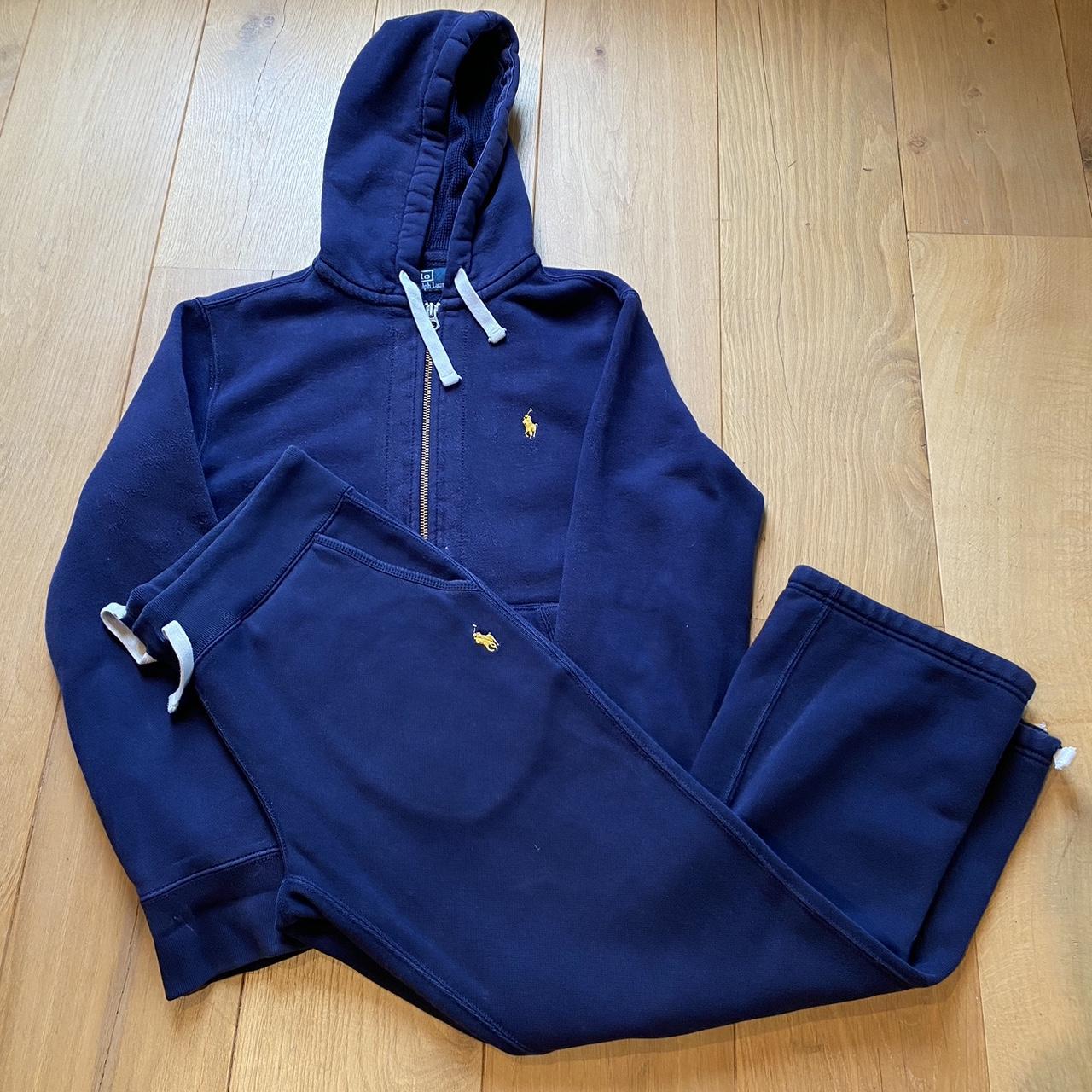 Ralph Lauren Men's Navy and Yellow Hoodie | Depop