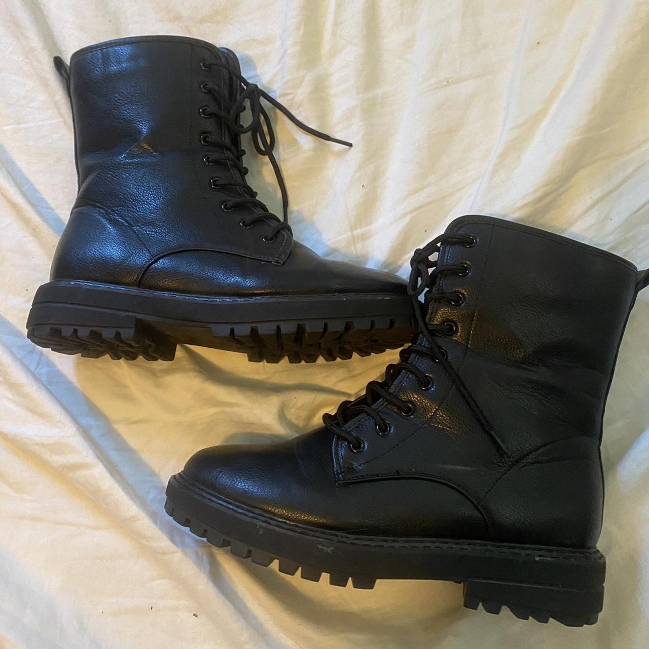 faux leather combat boots
