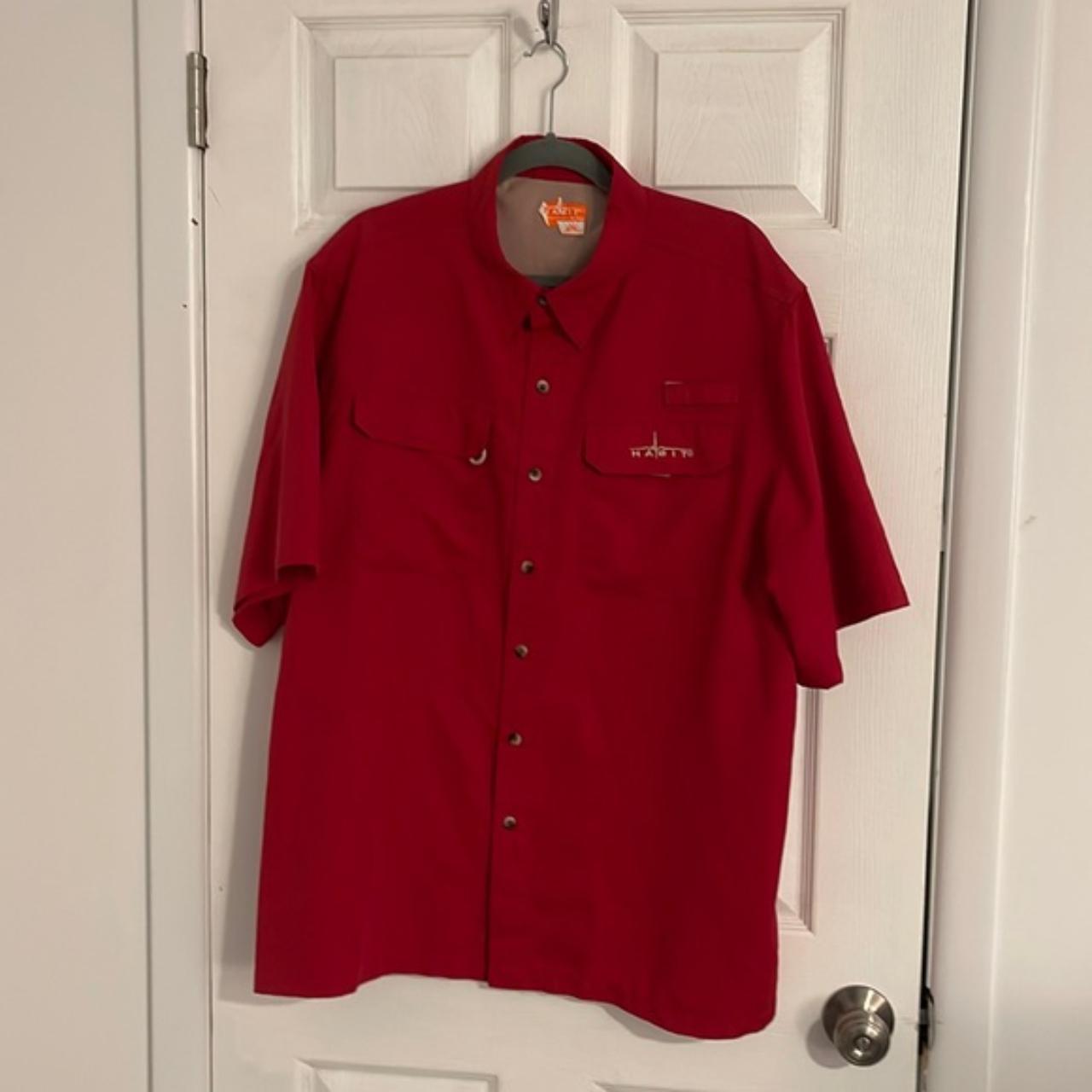 Habit Vented Fishing Shirt Red Short-Sleeve Men's - Depop