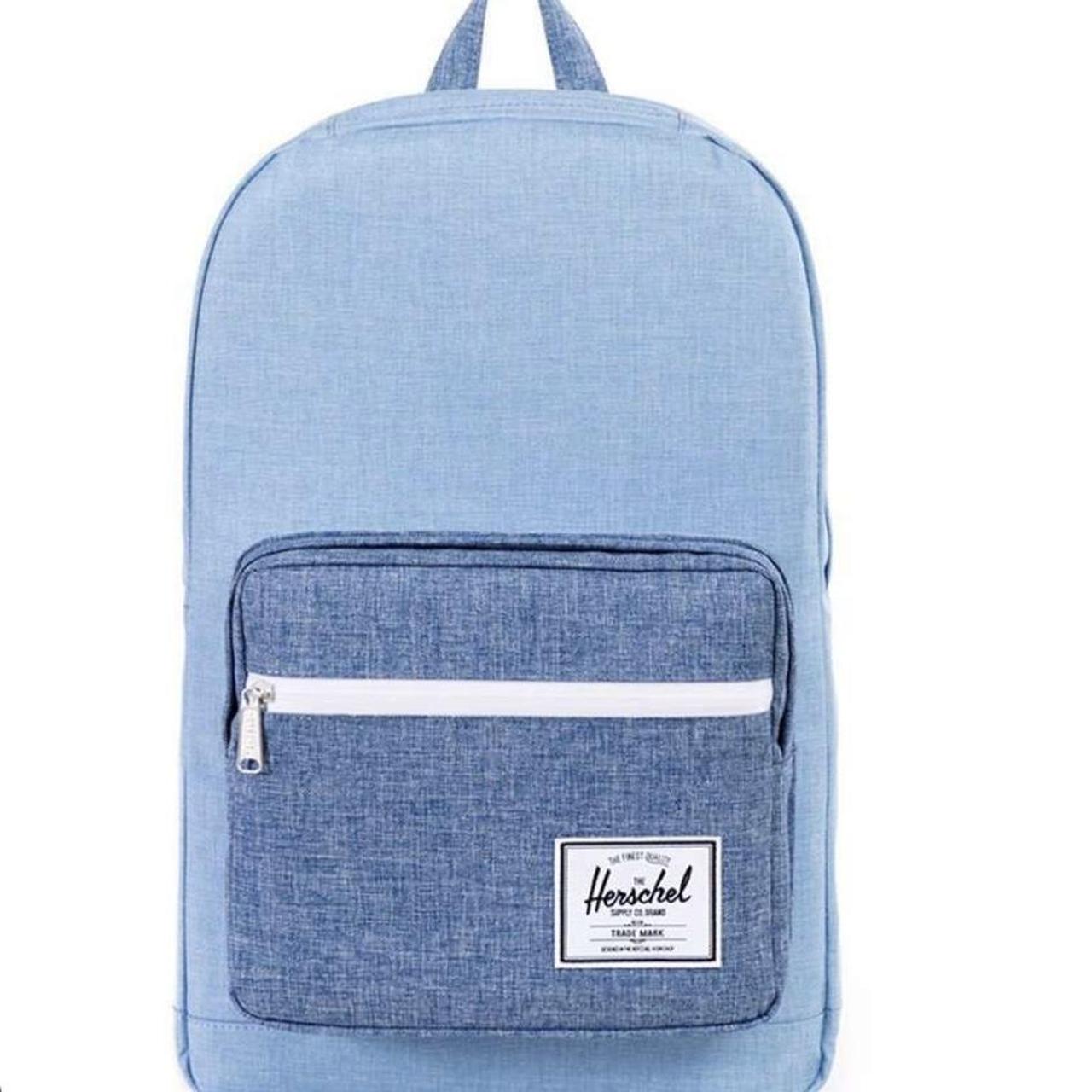 Herschel light blue and grey backpack good... - Depop