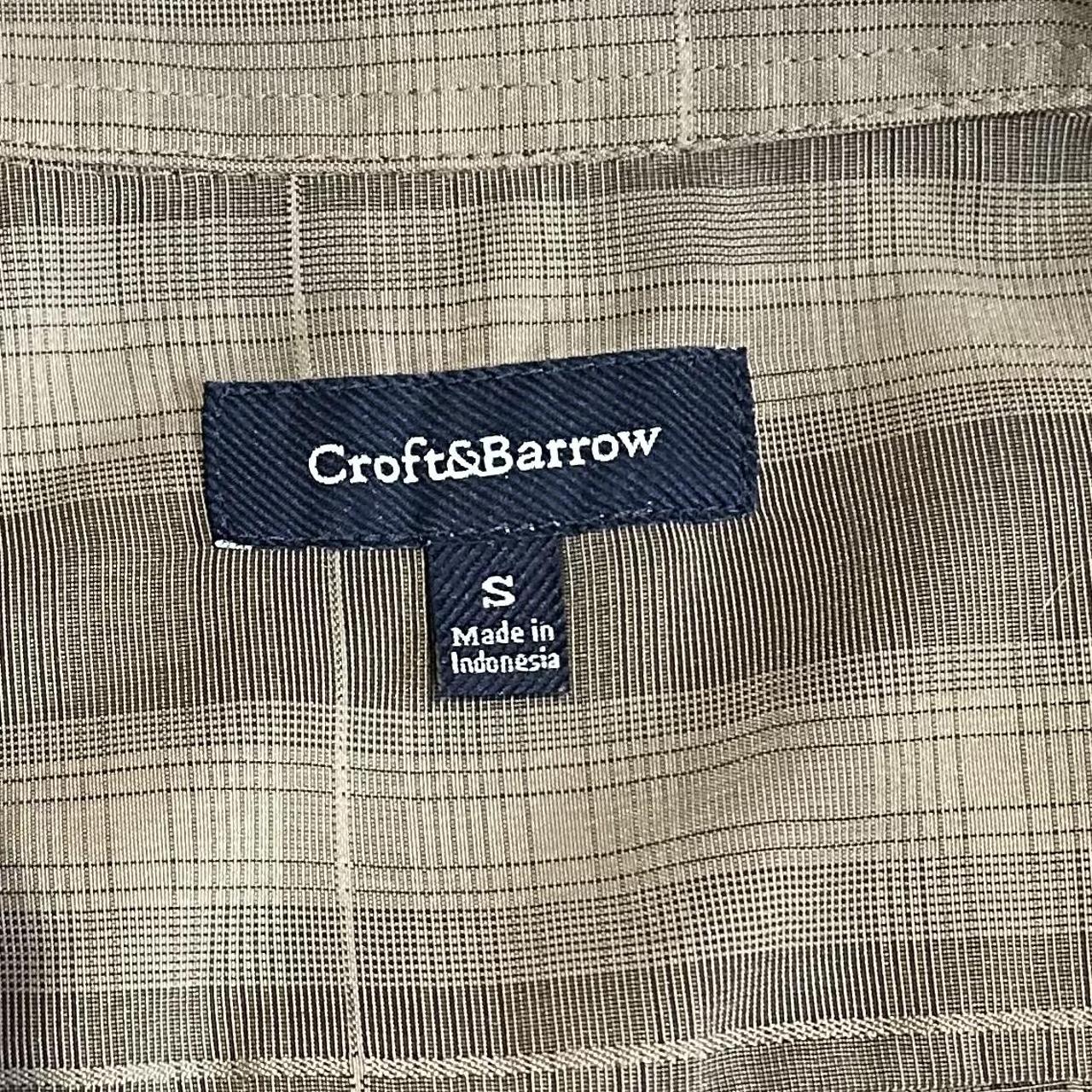 croft and barrow plaid grid khaki short sleeve... - Depop