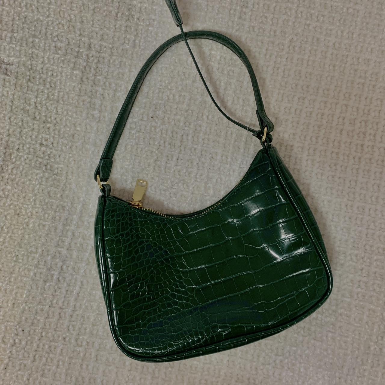 Dark green shoulder bag with gold zipper Great... Depop
