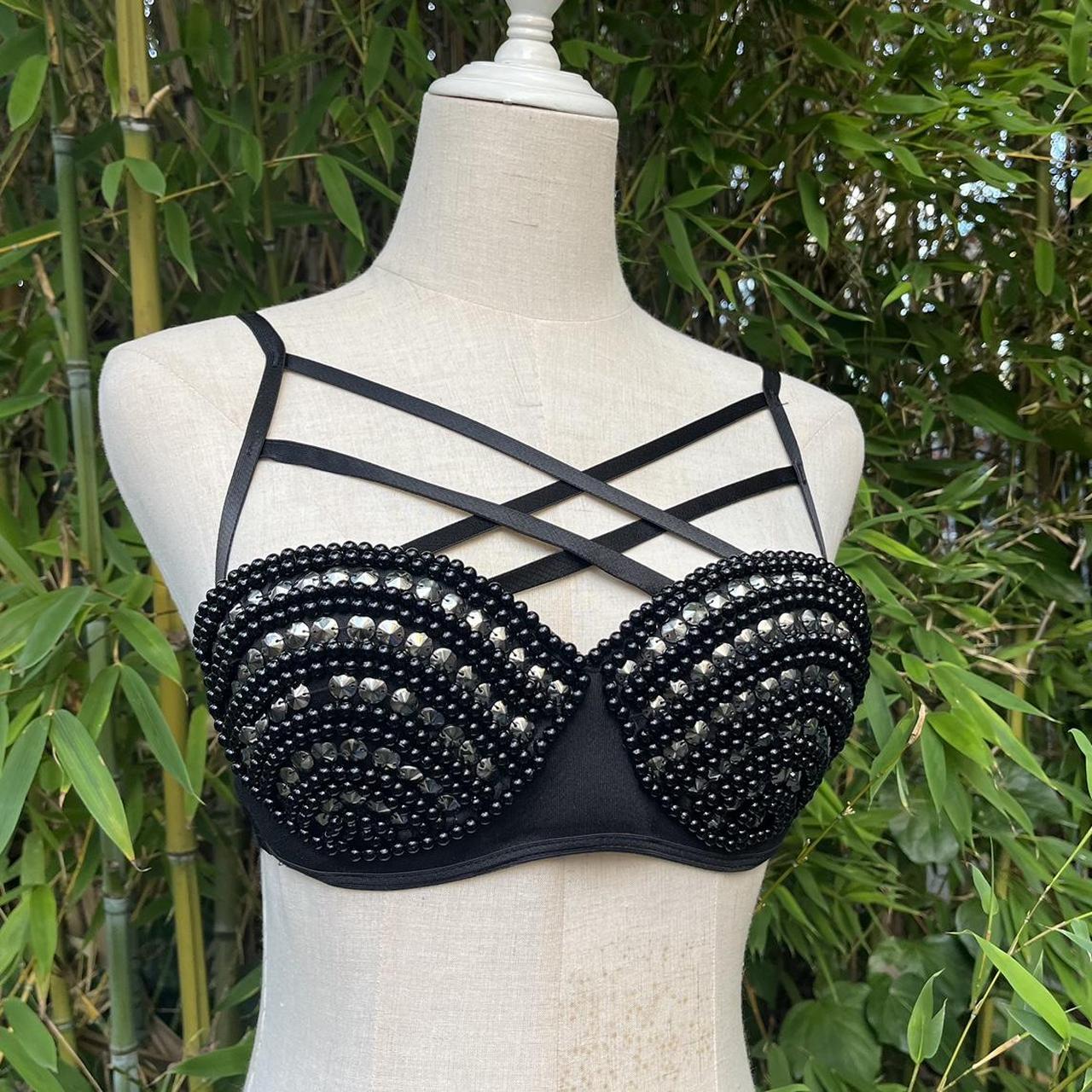 Sparkly beaded bra with straps and sequins Perfect - Depop