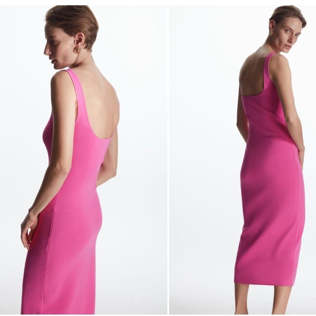 Ni様 COS tube bodycon midi dress in bright pink. Size | Depop